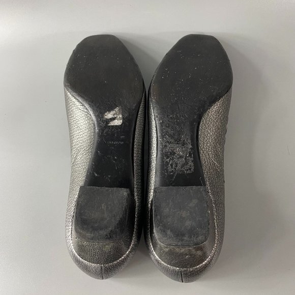 Authentic PRADA Pewter Metallic Leather Block Heels, 36 1/2 - Picture 9 of 11